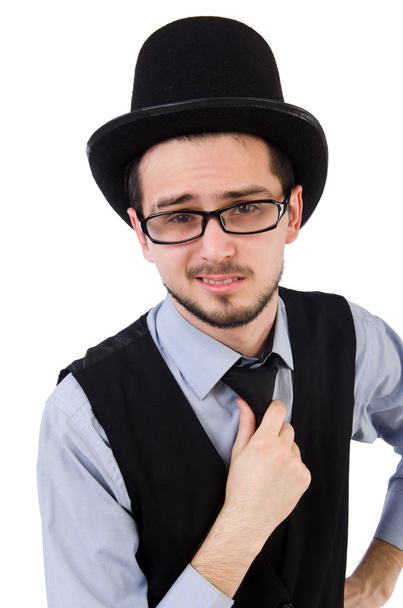 Jovem de chapéu isolado em branco - Foto, Imagem