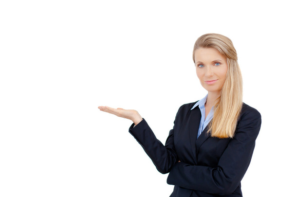 Business woman showing white copy space - Photo, Image