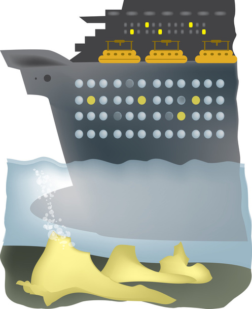 Ship runs aground - Vector, Image