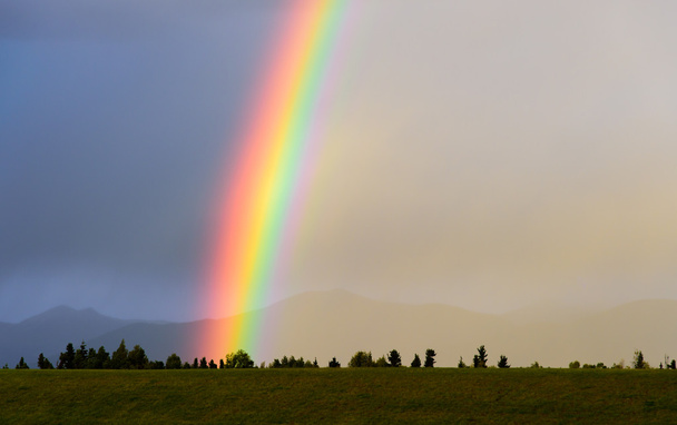 Rainbow Against the Chugach Mountains, Anchorage, Alaska - Photo, Image