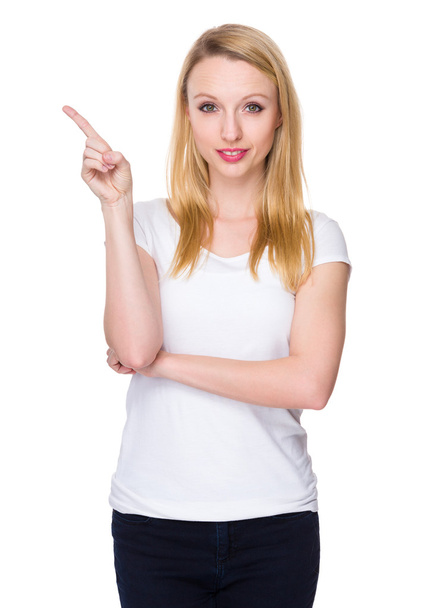 caucasian young woman in white t-shirt - Photo, Image