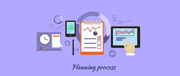 Planning Process Icon Flat Design - Vektör, Görsel