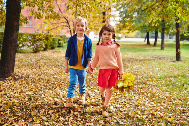 Söpöt lapset syksyllä puistossa
 - Valokuva, kuva