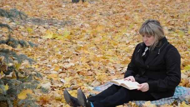 Жінка читає книгу в осінньому парку
 - Кадри, відео