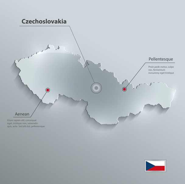 Τσεχοσλοβακία χάρτη σημαία γυαλί κάρτα χαρτί 3d διάνυσμα - Διάνυσμα, εικόνα