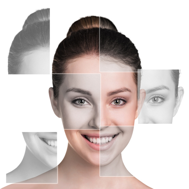 Visage féminin parfait composé de différents visages
 - Photo, image