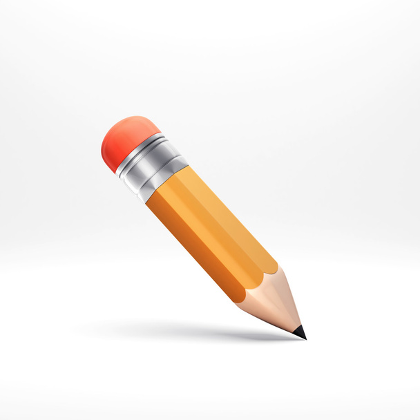 3d pencil illustration with shadow, isolated on white - Foto, immagini