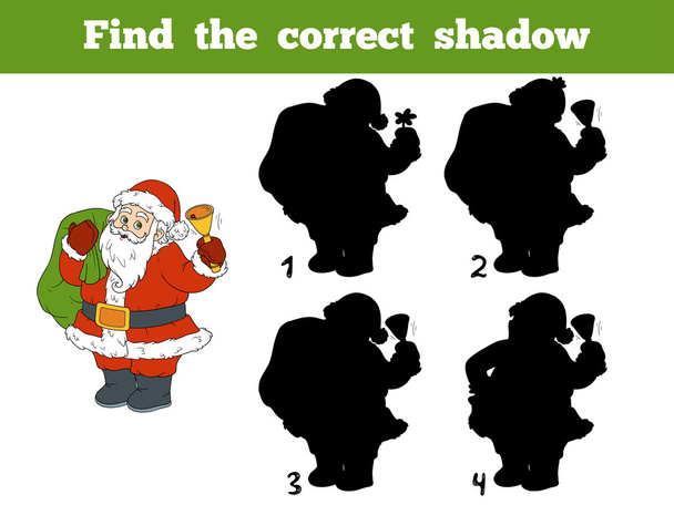 Finden Sie den richtigen Schatten (Weihnachtsmann und Glocke) - Vektor, Bild