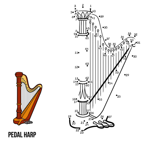 Números de juego: instrumentos de música (arpa de pedal
) - Vector, imagen