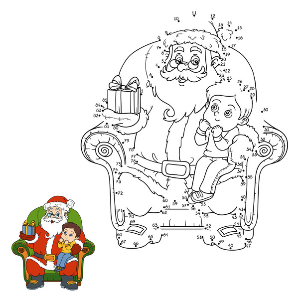 Gioco di numeri per bambini: Babbo Natale fa un regalo un bambino
 - Vettoriali, immagini