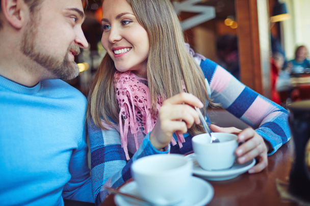 Romantic couple  having coffee - Foto, afbeelding