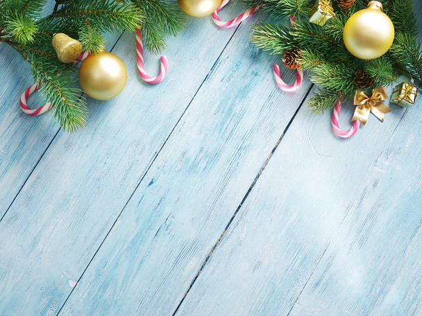 kürk ve baubles ile Noel dekorasyon - Fotoğraf, Görsel