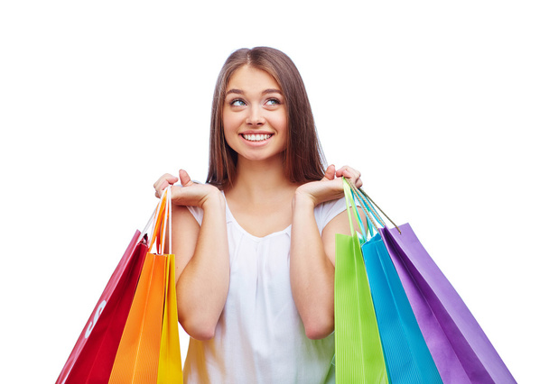 femme tenant achats colorés
 - Photo, image