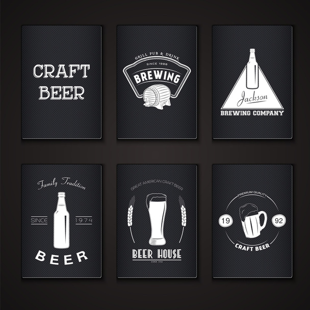 Beer pub set. Brewing typographic labels, logos and badges. - Vektor, kép