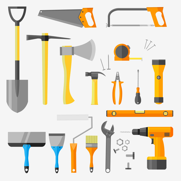 Set of construction tools isolated on white background - Vector, Image