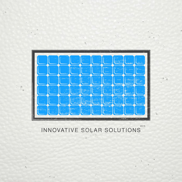 Solar panels for energy. Sustainable ecological solar energy generator powered by natural energy source. Old school of vintage label. Typographic labels, stickers, logos and badges. - Vector, afbeelding