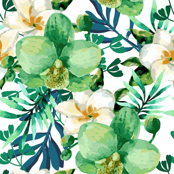 Watercolor floral seamless pattern - Διάνυσμα, εικόνα
