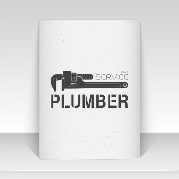 Plumbing service. Home repairs. Repair and maintenance of buildings. Sheet of white paper. Monochrome typographic labels, stickers, logos and badges. - Διάνυσμα, εικόνα