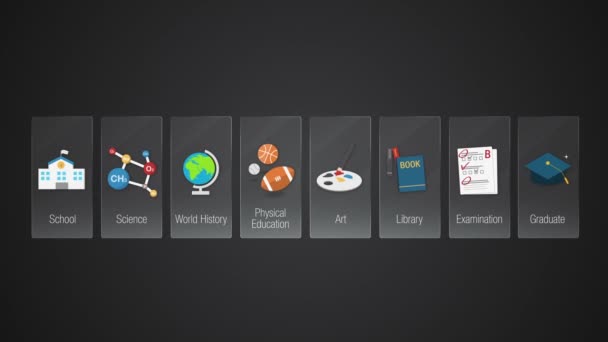 Education icon set animation.Digital display application (included Alpha) - Footage, Video