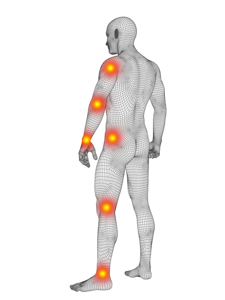 corpo wireframe com dor, dor
 - Foto, Imagem