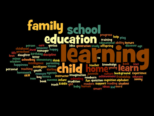 High resolution concept or conceptual education abstract word cloud on black background - Photo, Image