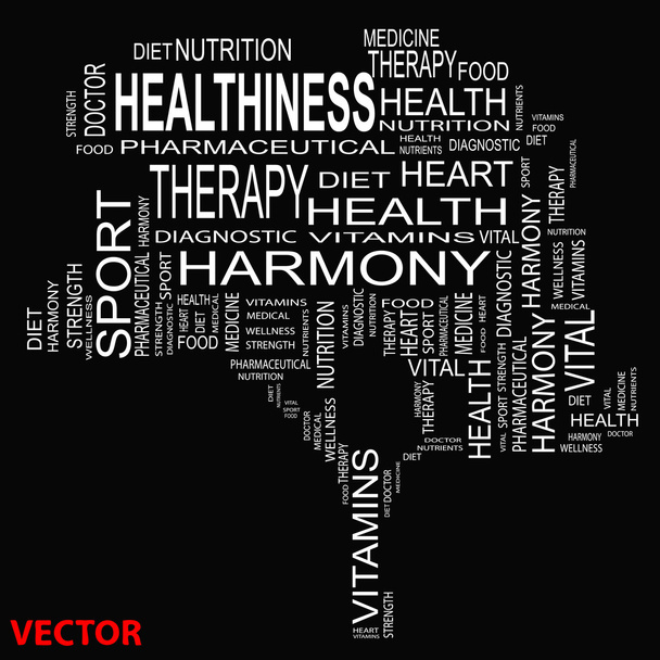 gezondheid woorden wolk - Vector, afbeelding