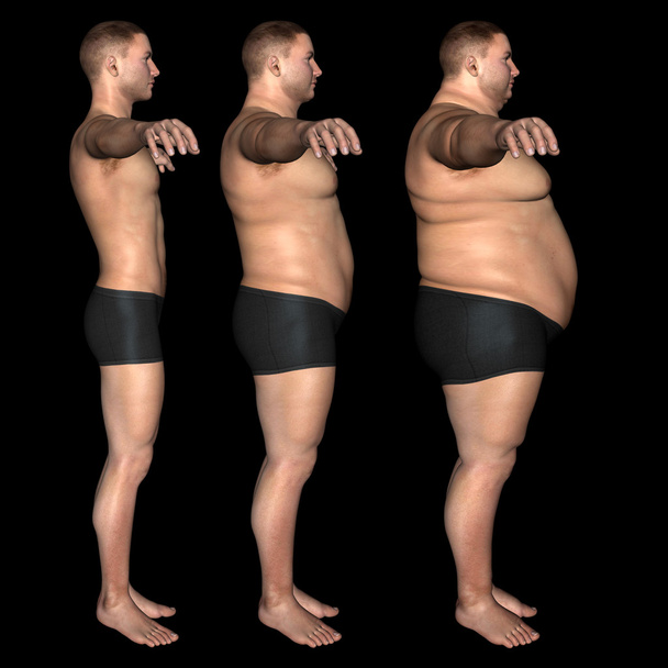 overgewicht vs slim fit man - Foto, afbeelding