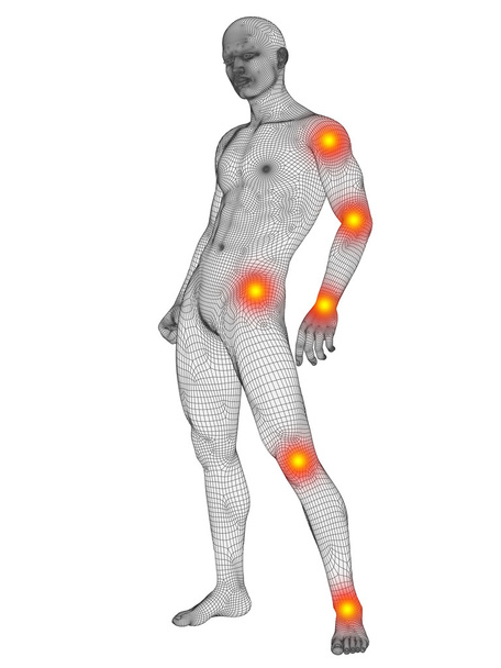corpo wireframe com dor, dor
 - Foto, Imagem