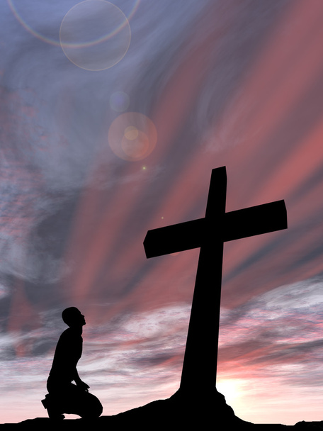 religion symbol and  man silhouette - Photo, Image