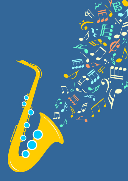 Notes departing from saxophone - Vector, Image