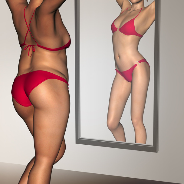 υπέρβαρα vs ταιριάζει υγιή γυναίκα - Φωτογραφία, εικόνα