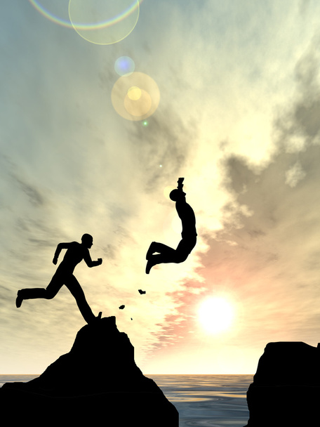 zakenlieden silhouetten springen - Foto, afbeelding