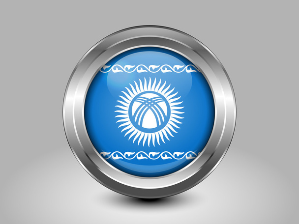 Kyrgyzstan Possible Variant Flag. Metal Round Icon - Vektör, Görsel