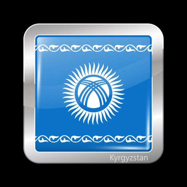 Kirgistan możliwy wariant flaga. Kształt metalowe ikona kwadrat - Wektor, obraz