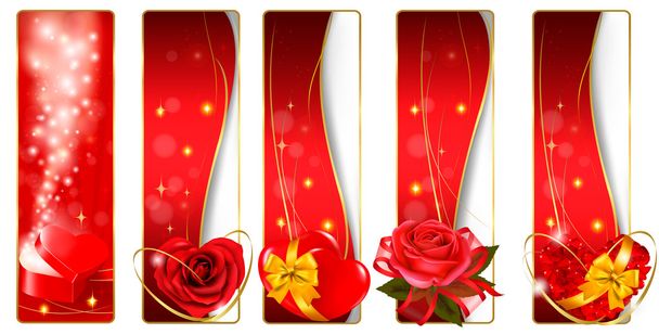 Collection of colorful Valentine banners. Vector. - Vettoriali, immagini