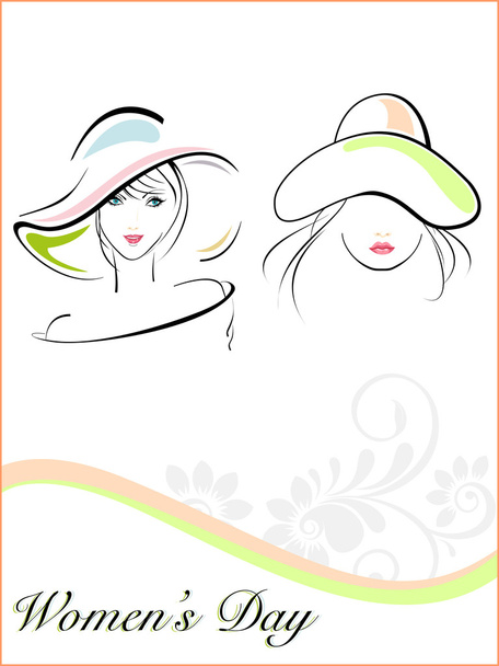 Young girls wearing hat with the text of woman - Vector, afbeelding