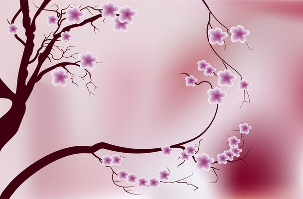Ροζ κεράσι ανθίσει sakura λουλουδιών σε ιαπωνικό στυλ - Διάνυσμα, εικόνα