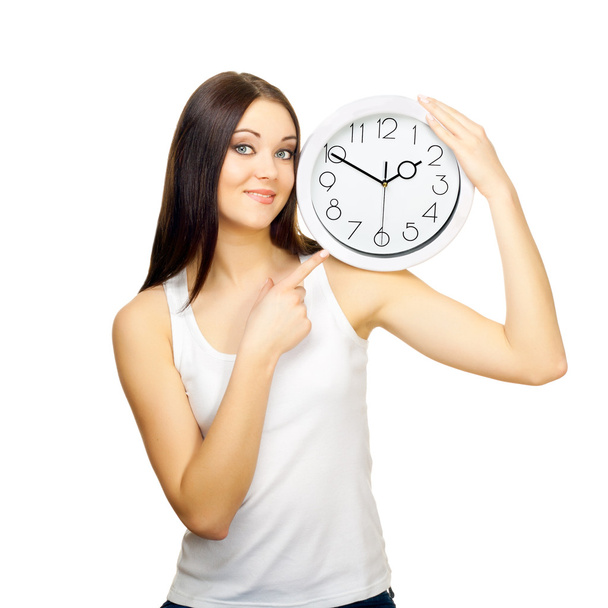 The girl with clock on a shoulder - Photo, Image