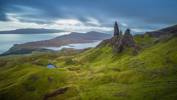 Old man of Storr, Scottish highlands in a cloudy morning, Scotland, UK - Photo, Image