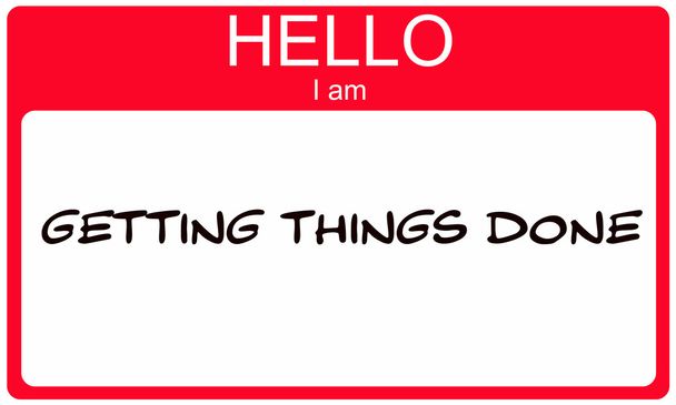 Hello I am Getting Things Done red name tag - Fotografie, Obrázek
