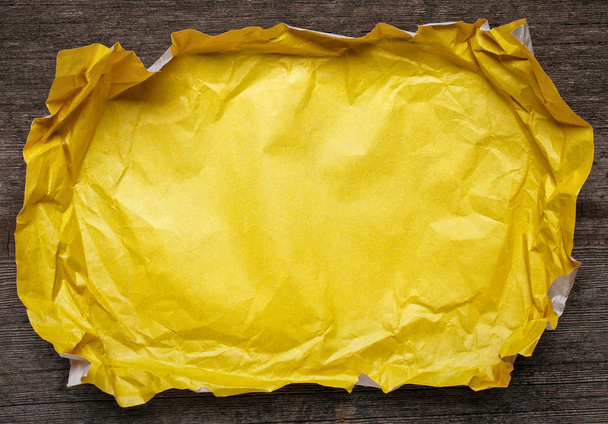 Yellow Crumpled paper  frame - Photo, Image