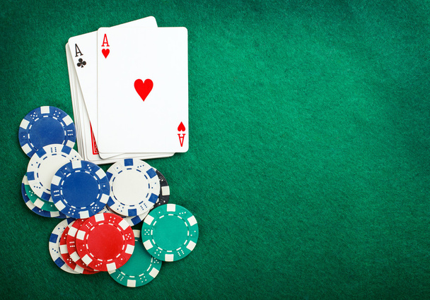poker two aces, place for text - Φωτογραφία, εικόνα