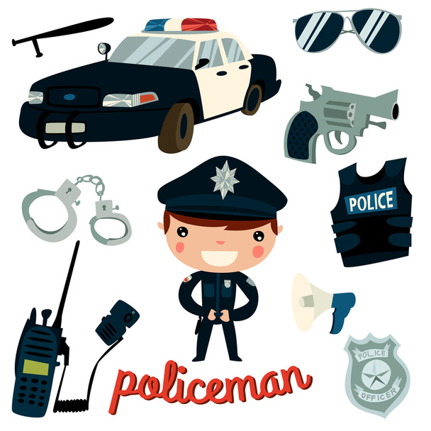 policjant, policji, samochód policyjny - Wektor, obraz