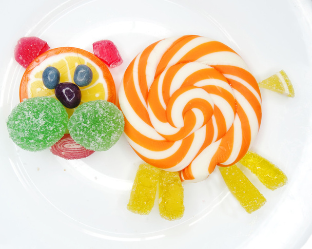 創造的なマーマレード果実ゼリー甘い食べ物犬フォーム - 写真・画像