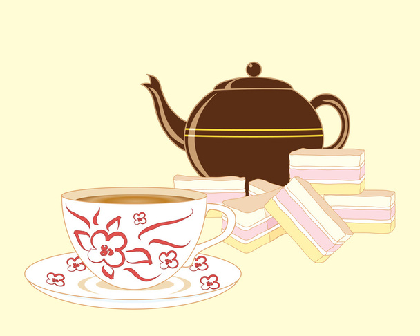 odpolední čaj a koláč - Vektor, obrázek