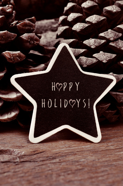 star-shaped chalkboard with the text happy holidays - Zdjęcie, obraz