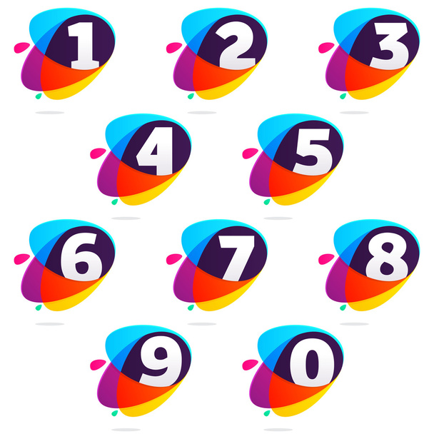 Numbers set with ellipses intersection. - Vector, Image