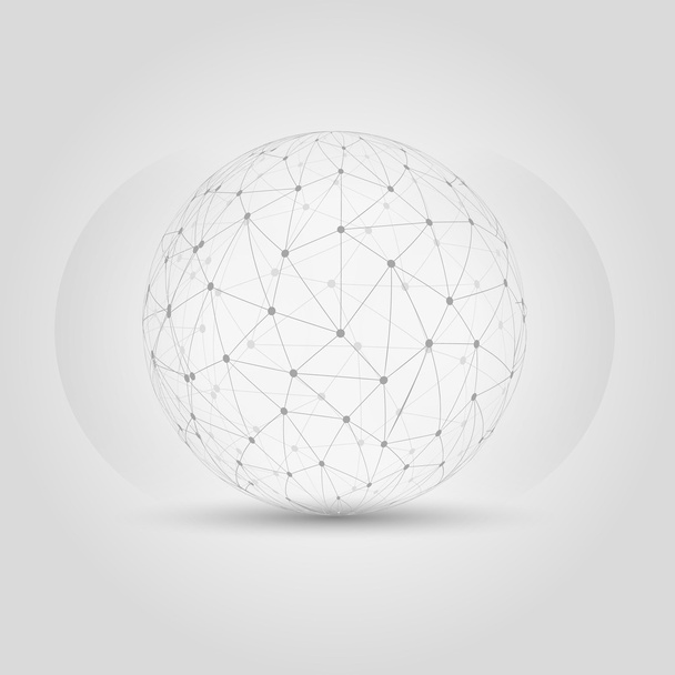 míč, vytvořené z chaotický připojení dots - Vektor, obrázek
