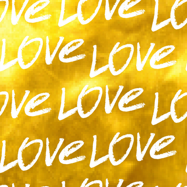 Seamless Golden pattern of the word love - Vektor, Bild