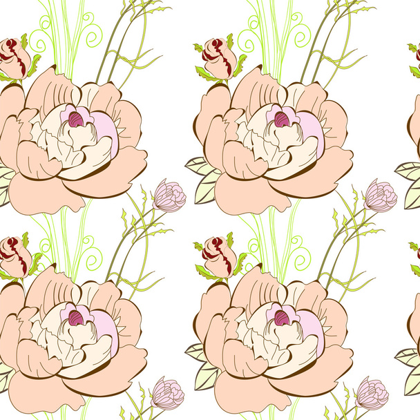 Seamless wallpaper with pink flowers - ベクター画像